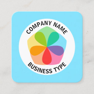 Carte De Visite Carré Fleur géométrique - Bleu pâle #7FE6FF