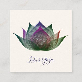 Carte De Visite Carré Fleur Lotus multicolore Art Élégant Yoga unique