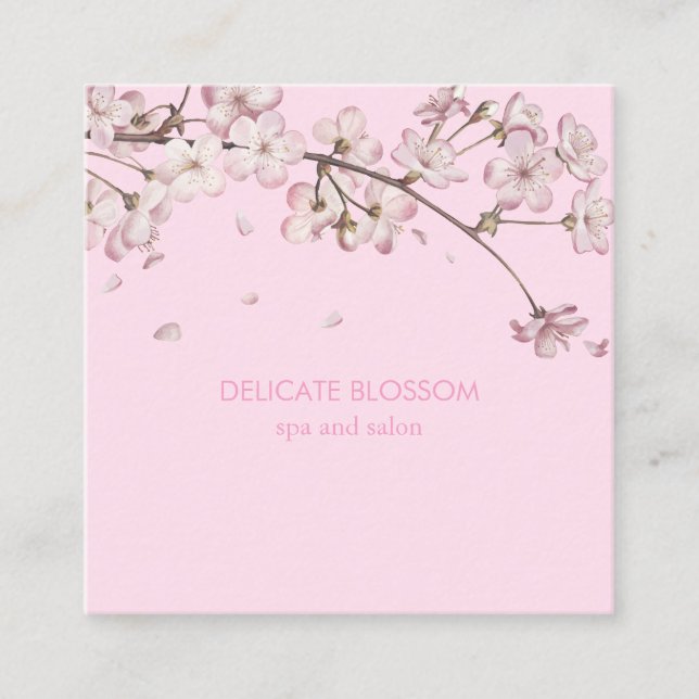 Carte De Visite Carré Fleur Moderne Délicate Florale Rose (Devant)