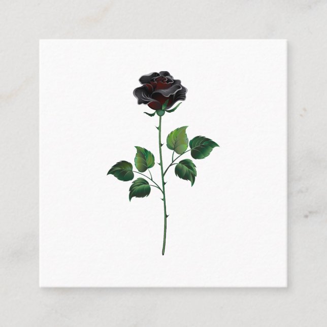 Carte De Visite Carré Fleur rose noire (Devant)