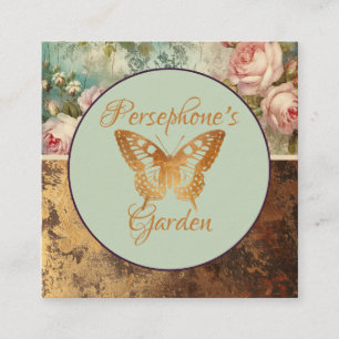 Carte De Visite Carré Fleuriste florale de style grunge shabby chic