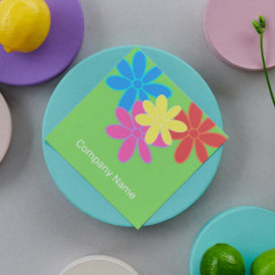 CARTE DE VISITE CARRÉ FLEURS ABSTRAITES MODERNES ET MODERNES ROSE BLEU