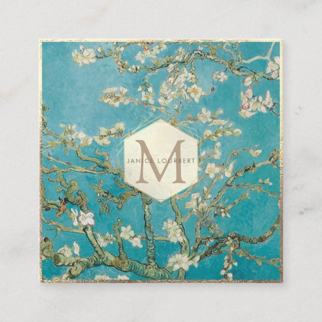 Carte De Visite Carré Fleurs d'amandier de Van Gogh (Devant)
