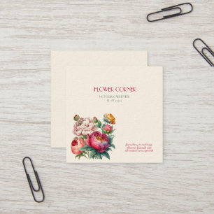 Carte De Visite Carré Fleurs de pivoines en boutique