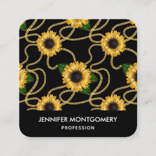 Carte De Visite Carré Fleurs de soleil jaunes élégantes Motif élégant su