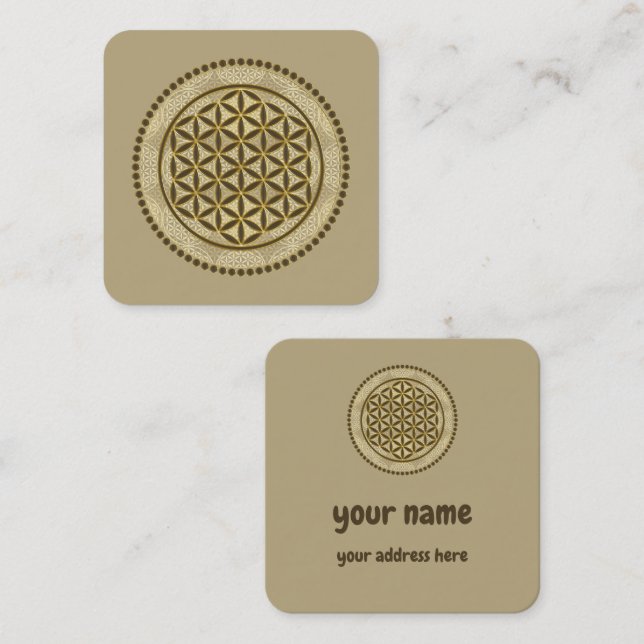 Carte De Visite Carré FLEURS DE VIE - Symbole de géométrie sacrée Art 2 (Devant / Derrière)