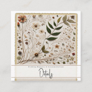 Carte De Visite Carré Fleurs et Feuilles Botaniques de la Beauté de la N