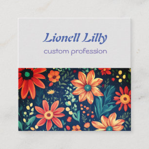 Carte De Visite Carré Fleurs Jardin magique