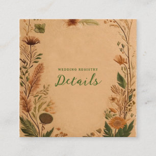 Carte De Visite Carré Fleurs pressées de pêche en terre cuite détails bo