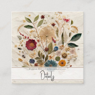 Carte De Visite Carré Fleurs pressées de presse de jardin fantaisiste ma