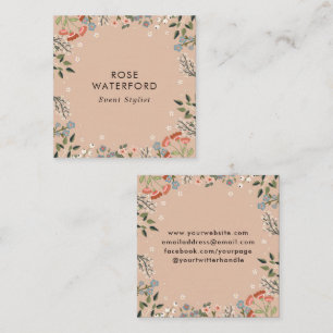 Carte De Visite Carré Fleurs sauvages boho - Palette de couleurs boho ne