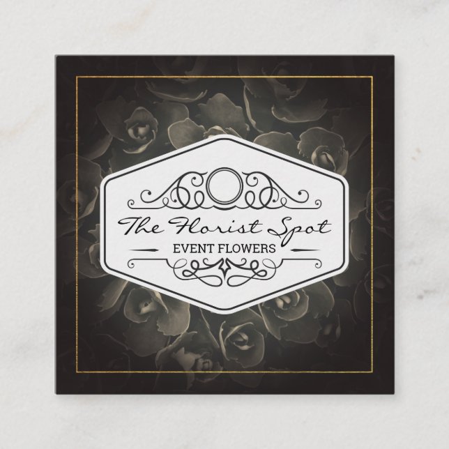 Carte De Visite Carré Fleurs | Traiteur | Services de Réception (Devant)