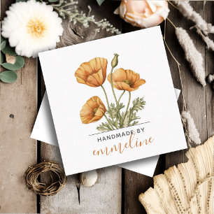 Carte De Visite Carré Fleurs Whimsical Fabriquées À La Main Par L'Artist