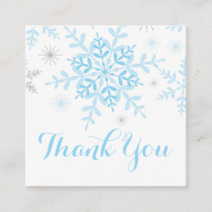 Carte De Visite Carré Flocon de neige Baby Boy Douche Favoriser Tag Blue