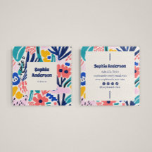 Floral artistique Abstrait - Carré coloré tendance