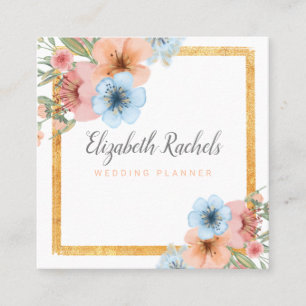Carte De Visite Carré Floral Fleurs & feuillage Boutique Wedding planner
