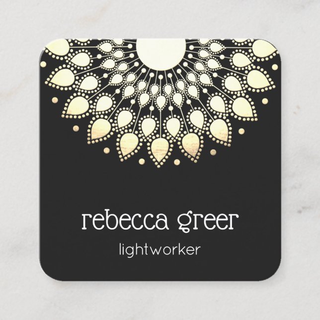 Carte De Visite Carré Floral Lotus Mandala Energy Healer (Devant)