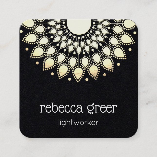 Carte De Visite Carré Floral Lotus Mandala Energy Healer (Devant)