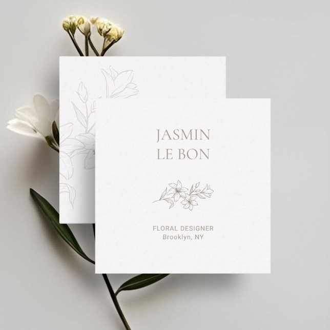 Carte de visite Carré floral minimal chic (Créateur téléchargé)