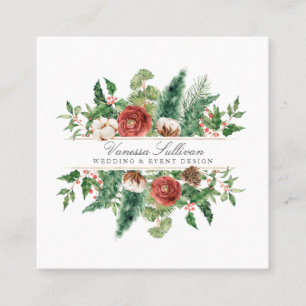 Carte De Visite Carré Florale hivernale de Noël