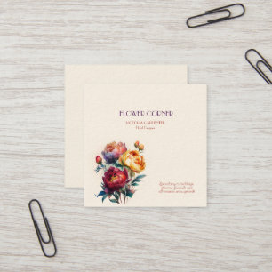 Carte De Visite Carré Floriste Shop Peonies
