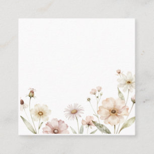 Carte De Visite Carré Fond aquarelle de bordure de fleurs sauvages douce