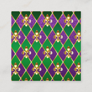 Carte De Visite Carré Fond de bijoux Mardi Gras