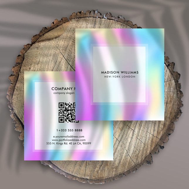 Carte De Visite Carré Fond iridescent coloré (Créateur téléchargé)