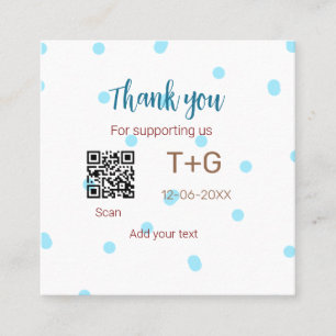 Carte De Visite Carré Fonds Lune de miel Ajouter Q R code nom de couple 
