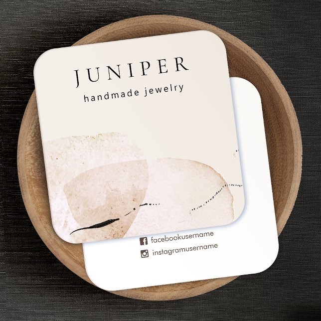 Carte De Visite Carré Formes Abstraites d'aquarelle organique artistique (Créateur téléchargé)