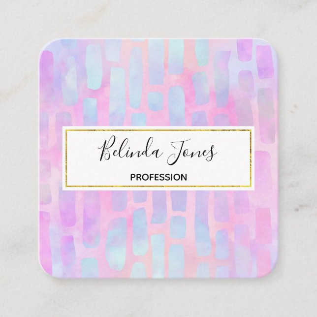 Carte De Visite Carré Formes rectangulaires bleues sur Arrière - plan ro (Devant)