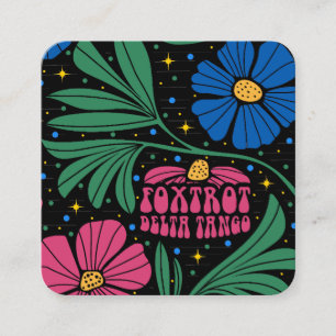 Carte De Visite Carré Foxtrot Delta Tango Flower Boho