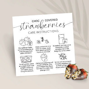Carte De Visite Carré Fraises de chocolat Instructions minimales de soin
