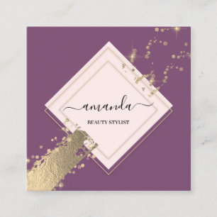 Carte De Visite Carré Frame Gold Strot Violet Rose
