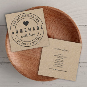 Carte De Visite Carré Frontière Ronde Fait Maison Avec Coeur Amoureux Mé