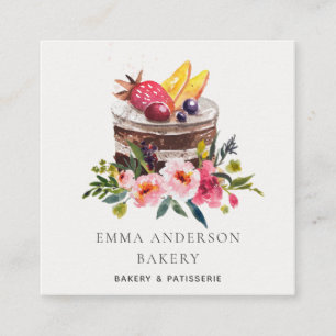Carte De Visite Carré Fruit Fruit Floral Pâtisserie Cupcake Boulangerie