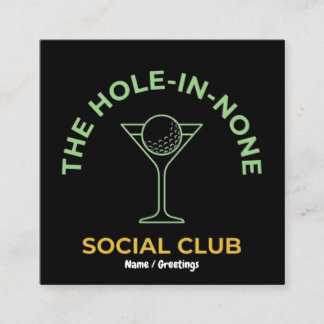 Carte De Visite Carré Funny Golf Social Club Humor Hole-In-None Martini 