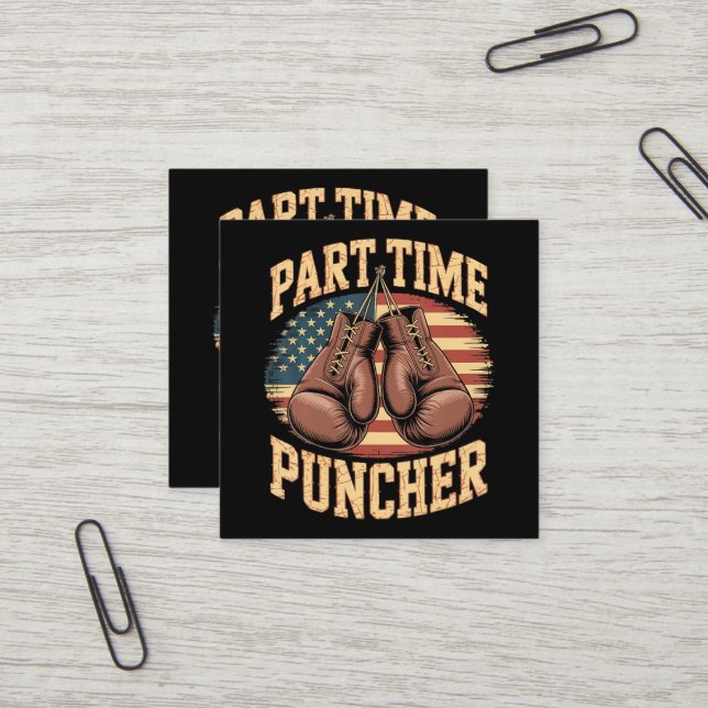 Carte De Visite Carré Gants de boxe Part Time Puncher (Devant/Arrière en situation)