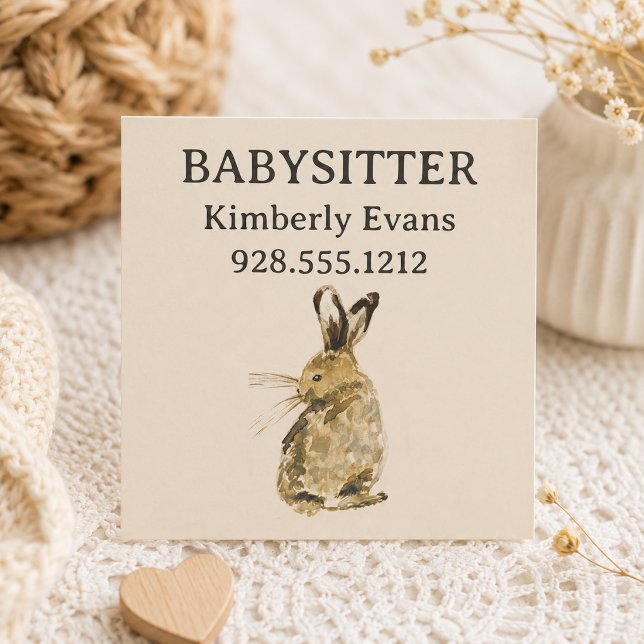 Carte De Visite Carré Garde de bébé lapin Faon  (Créateur téléchargé)