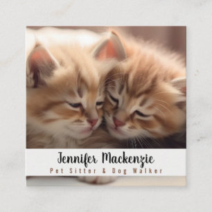 Carte De Visite Carré Garde de chats mignons et promeneur de chiens