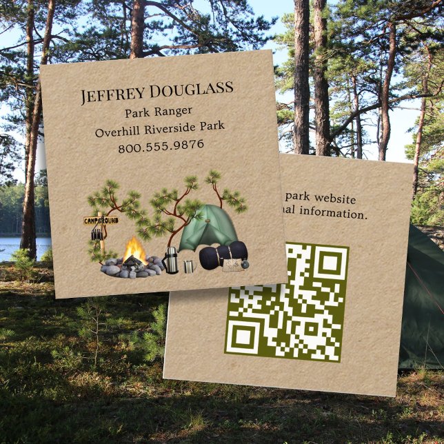 Carte De Visite Carré Garde forestier de camping (Créateur téléchargé)