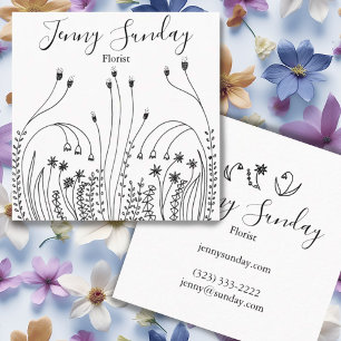 Carte De Visite Carré Garden Line Art Florist Landscaper