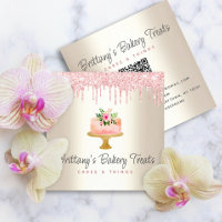 Gâteau Code QR Blush Rose Paillettes Drips Or Boul