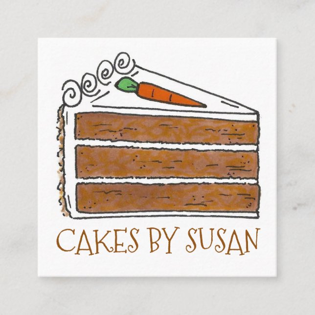 Carte De Visite Carré Gâteaux De Carottes Gâteau Décorateur Tranches Bou (Devant)