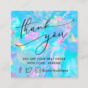 Carte De Visite Carré gemstone pastel blue opal merci