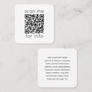 Carte De Visite Carré Générateur de code QR minimaliste moderne blanc me