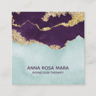 Carte De Visite Carré *~* Géode d'âge de la Parties scintillant d'or d