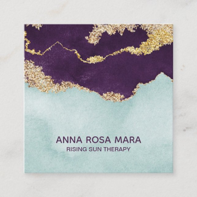 Carte De Visite Carré *~* Géode d'âge de la Parties scintillant d'or de  (Devant)