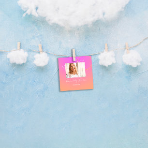 Carte De Visite Carré Géométrie OMBRÉ Abstraite photo rose personnali