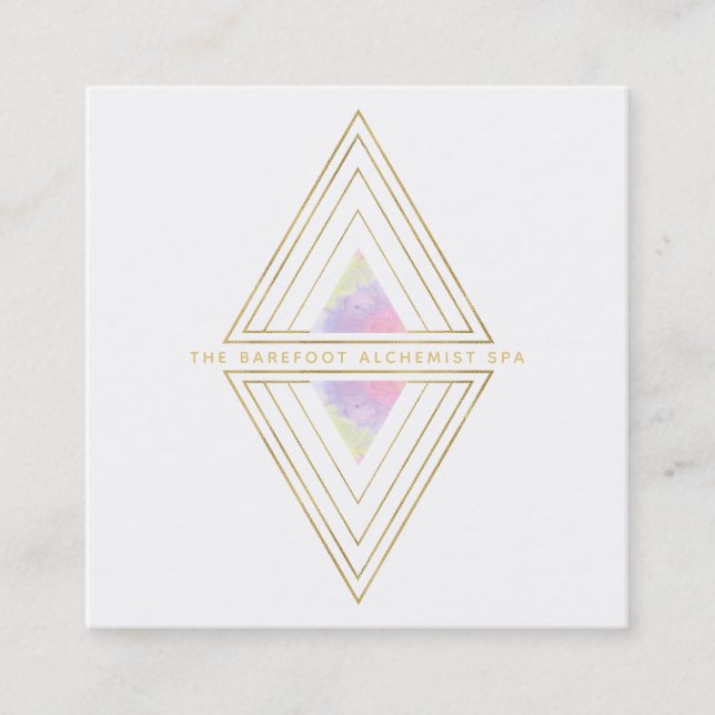 Carte De Visite Carré *~* Géométrie Sacrée Géométrie Or 2 Triangles Géom (Devant)